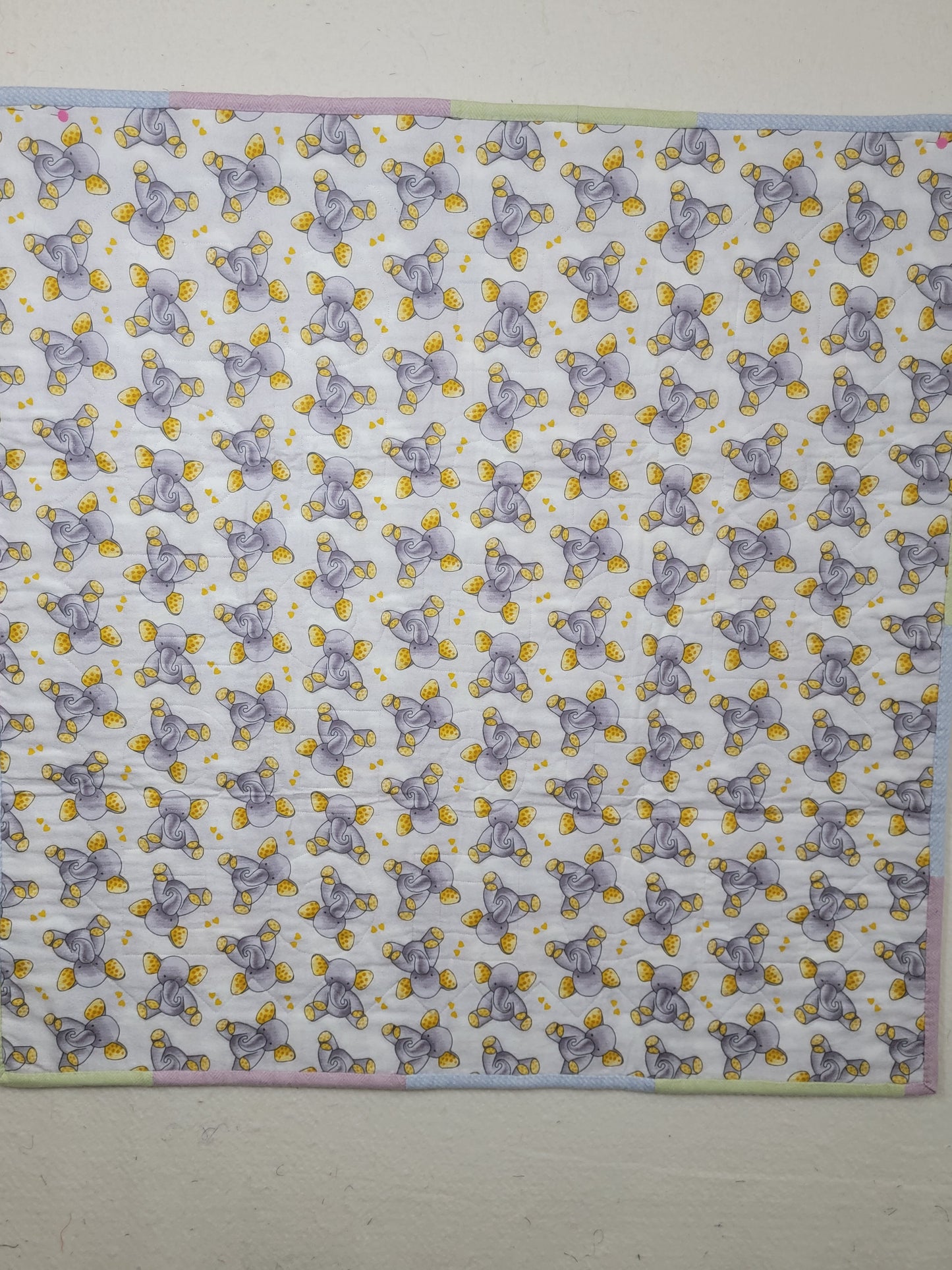 Handcrafted Yellow Elephant Baby Quilt
