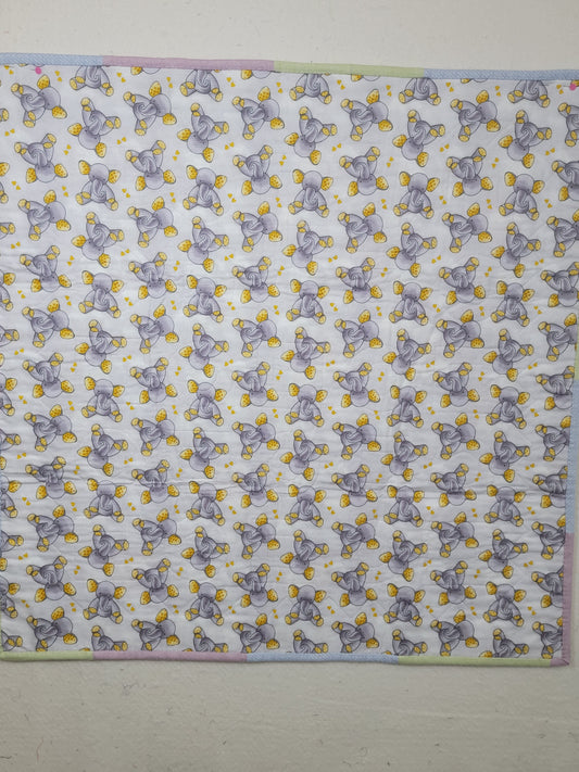 Handcrafted Yellow Elephant Baby Quilt