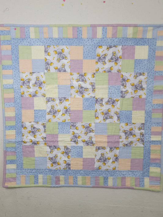 Handcrafted Yellow Elephant Baby Quilt